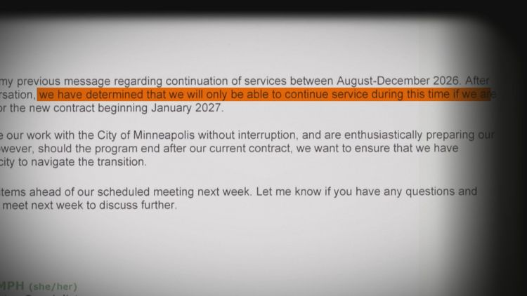 In email, Minneapolis' Behavioral Crisis Response vendor stipulated continuation of services in 2026 on receiving 2027 contract — KARE 11 Local