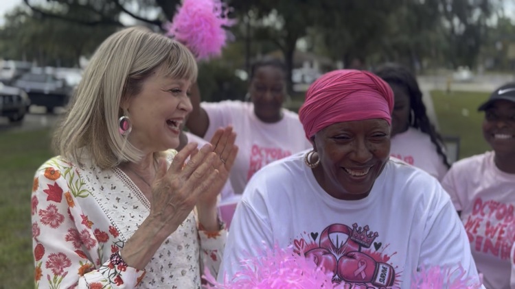 'Taking it to the streets': Breast cancer survivor creates t-shirt slogan to spread Buddy Check and save lives — First Coast News Local