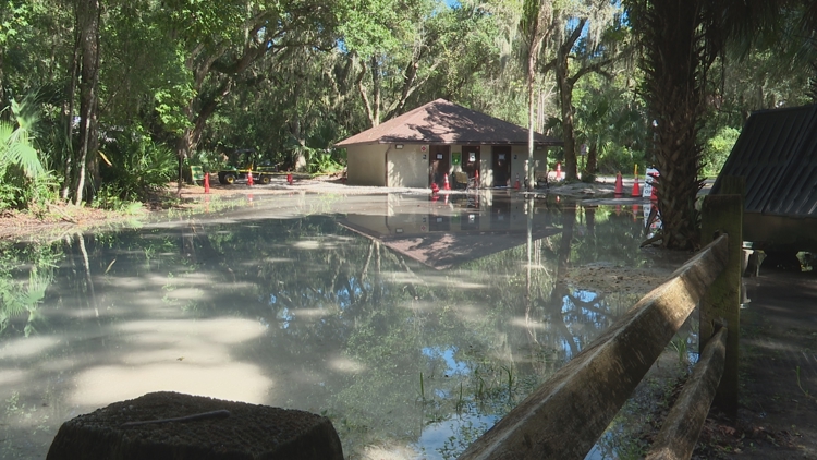 Plumbing issue causes flooding, low water pressure for Hanna Park campers — First Coast News Local