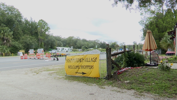 Shantytown Village owner concerned Pellicer Creek bridge construction is impacting business — First Coast News Local